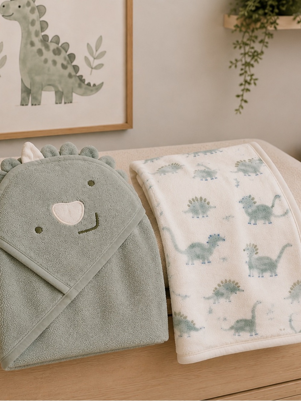 Carter's Baby Towel Set, dinosaur, green